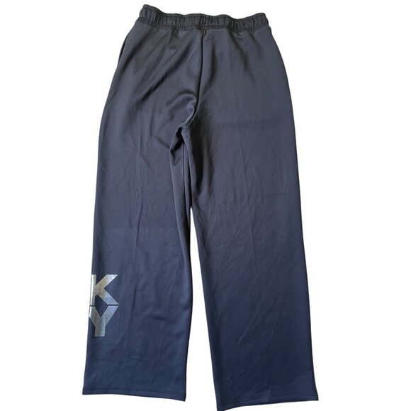 DKNY Y2LK Trrack Pants Womens Medium Black Logo Flare Hem City Athleisure - Picture 2 of 11